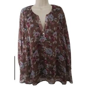 Show‎ Me Your Mumu Womens S Garden party Tunic Top Floral Trumpet Long sleeves